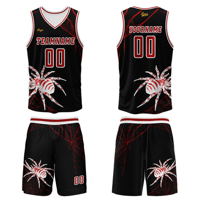 Custom Black Red Basketball Jersey Uniform Suit Printed Your Logo Name Number