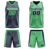 Custom Navy Green Reversible Basketball Suit for Adults and Kids Personalized Jersey
