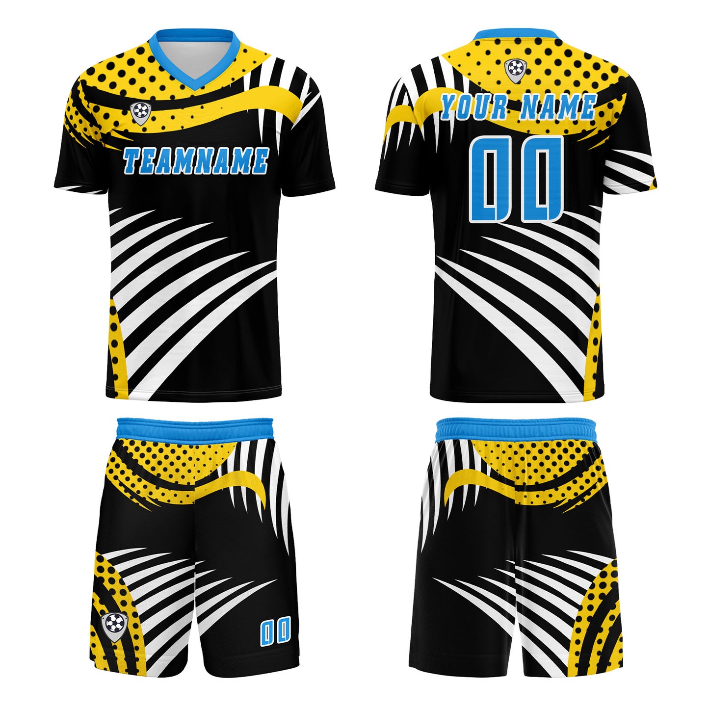 Custom Yellow Blue Uniform Jersey Kids Adults Personalized Set Jersey Shirt