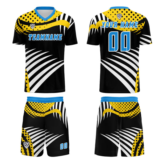 Custom Yellow Blue Uniform Jersey Kids Adults Personalized Set Jersey Shirt