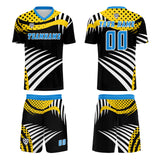 Custom Yellow Blue Uniform Jersey Kids Adults Personalized Set Jersey Shirt
