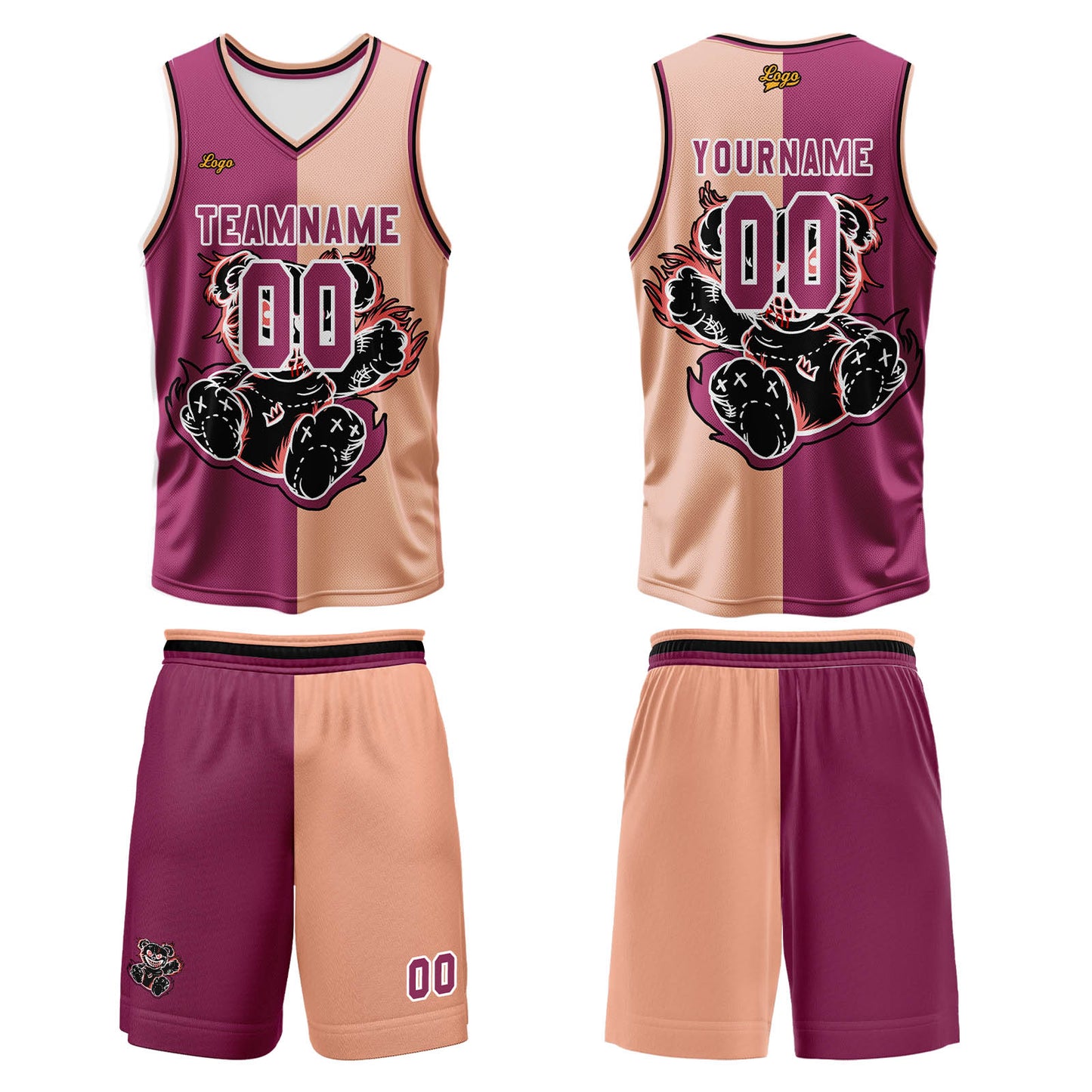 Custom Rose Red Basketball Jersey Uniform Suit Printed Your Logo Name Number