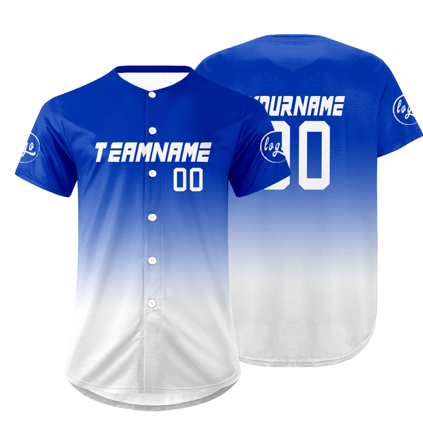 Custom White Blue Baseball Jersey Personalized Gradient Team Uniforms Shirt with Name Number
