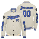 Custom Cream Blue Varsity Jackets for Men Women Youth Personalized Letterman Jackets
