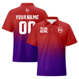 Custom Red Purple Football Gradient Polo Shirts  Add Your Unique Logo/Name/Number