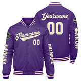 Custom Purple Cream Varsity Jackets for Men Women Youth Personalized Letterman Jackets