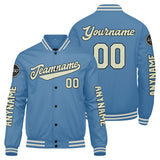 Custom Light Blue Cream Varsity Jackets for Men Women Youth Personalized Letterman Jackets