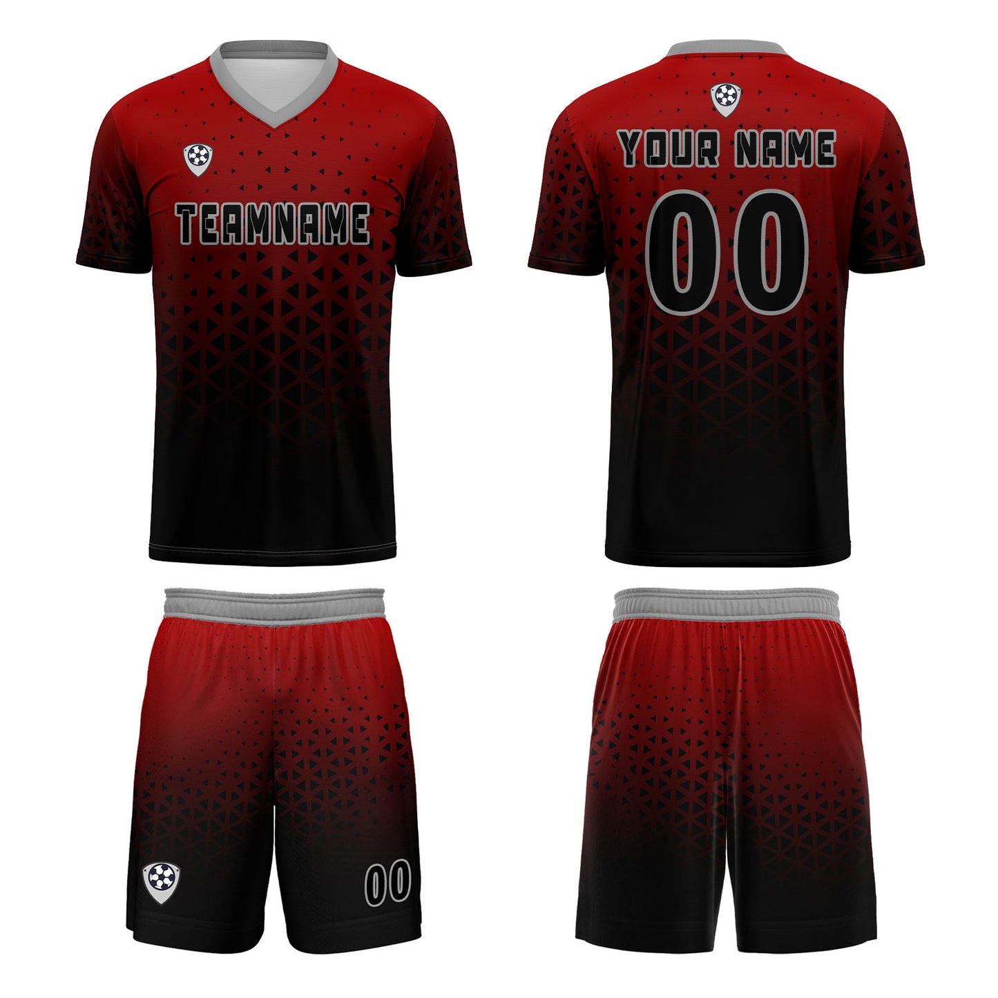 Custom Red Gray Uniform Jersey Kids Adults Personalized Set Jersey Shirt