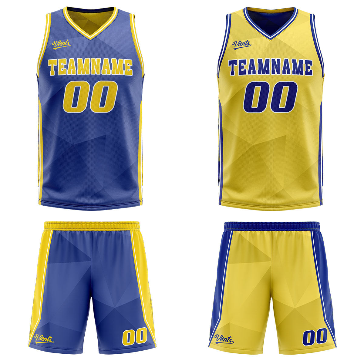 Custom Blue Yellow Reversible Basketball Suit for Adults and Kids Personalized Jersey