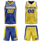 Custom Blue Yellow Reversible Basketball Suit for Adults and Kids Personalized Jersey