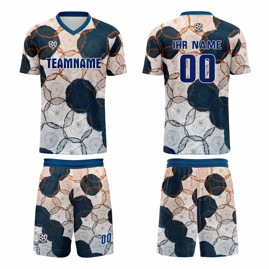 Custom  Dark Blue Orange Uniform Jersey Kids Adults Personalized Set Jersey Shirt
