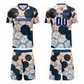 Custom  Dark Blue Orange Uniform Jersey Kids Adults Personalized Set Jersey Shirt