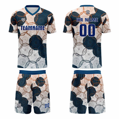 Custom  Dark Blue Orange Uniform Jersey Kids Adults Personalized Set Jersey Shirt