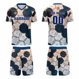 Custom  Dark Blue Orange Uniform Jersey Kids Adults Personalized Set Jersey Shirt