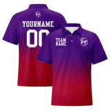 Custom Purple Red Football Gradient Polo Shirts  Add Your Unique Logo/Name/Number