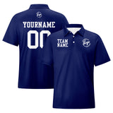 Custom Navy White Football Polo Shirts  Add Your Unique Logo/Name/Number