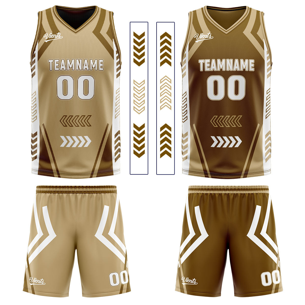 Custom Brown Reversible Basketball Suit for Adults and Kids Personalized Jersey