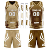 Custom Brown Reversible Basketball Suit for Adults and Kids Personalized Jersey