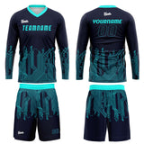 Custom Dark Blue Cyan Basketball Soccer Football Shooting Long T-Shirt for Adults and Kids