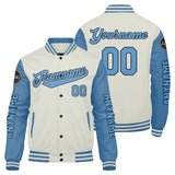Custom Light Blue Cream Varsity Jackets for Men Women Youth Personalized Letterman Jackets