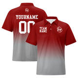 Custom Burgundy Grey Football Gradient Polo Shirts  Add Your Unique Logo/Name/Number