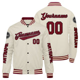Custom Crimson Cream Varsity Jackets for Men Women Youth Personalized Letterman Jackets