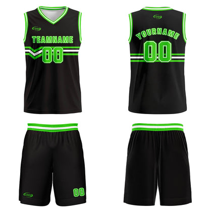 Custom Black Bright Green White Basketball Jersey Uniform Suit Printed Your Logo Name Number