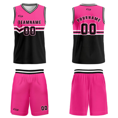Custom Pink Black White Basketball Jersey Uniform Suit Printed Your Logo Name Number