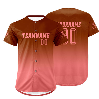 Custom Brown Pink Baseball Jersey Personalized Gradient Team Uniforms Shirt with Name Number