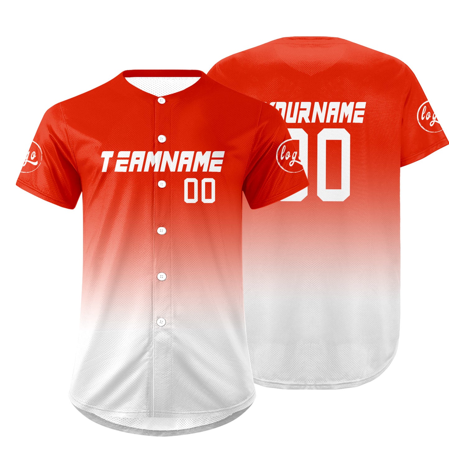 Custom Bright Red White Baseball Jersey Personalized Gradient Team Uniforms Shirt with Name Number