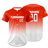 Custom Bright Red White Baseball Jersey Personalized Gradient Team Uniforms Shirt with Name Number