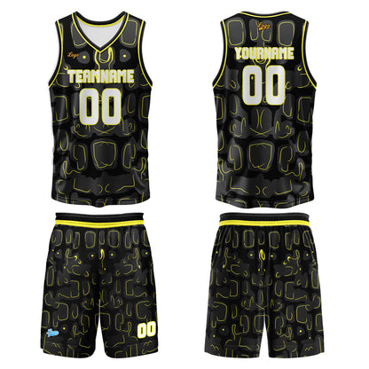 Custom Black Lemon Yellow Basketball Jersey Uniform Suit Printed Your Logo Name Number