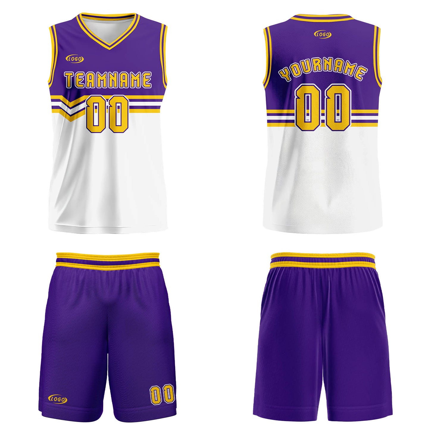 Custom Purple White Yellow Basketball Jersey Uniform Suit Printed Your Logo Name Number