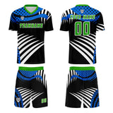 Custom Blue Green Uniform Jersey Kids Adults Personalized Set Jersey Shirt
