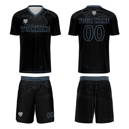 Custom Black Haze Blue Soccer Uniform Jersey Kids Adults Personalized Set Jersey Shirt