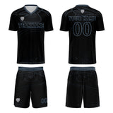Custom Black Haze Blue Soccer Uniform Jersey Kids Adults Personalized Set Jersey Shirt