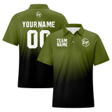 Custom Army Green Black Football Gradient Polo Shirts  Add Your Unique Logo/Name/Number