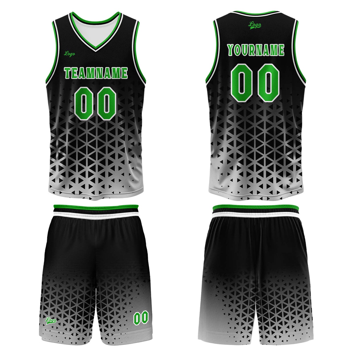 Custom Green White Basketball Jersey Uniform Suit Printed Your Logo Name Number