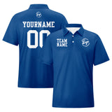 Custom Blue White Football Polo Shirts  Add Your Unique Logo/Name/Number