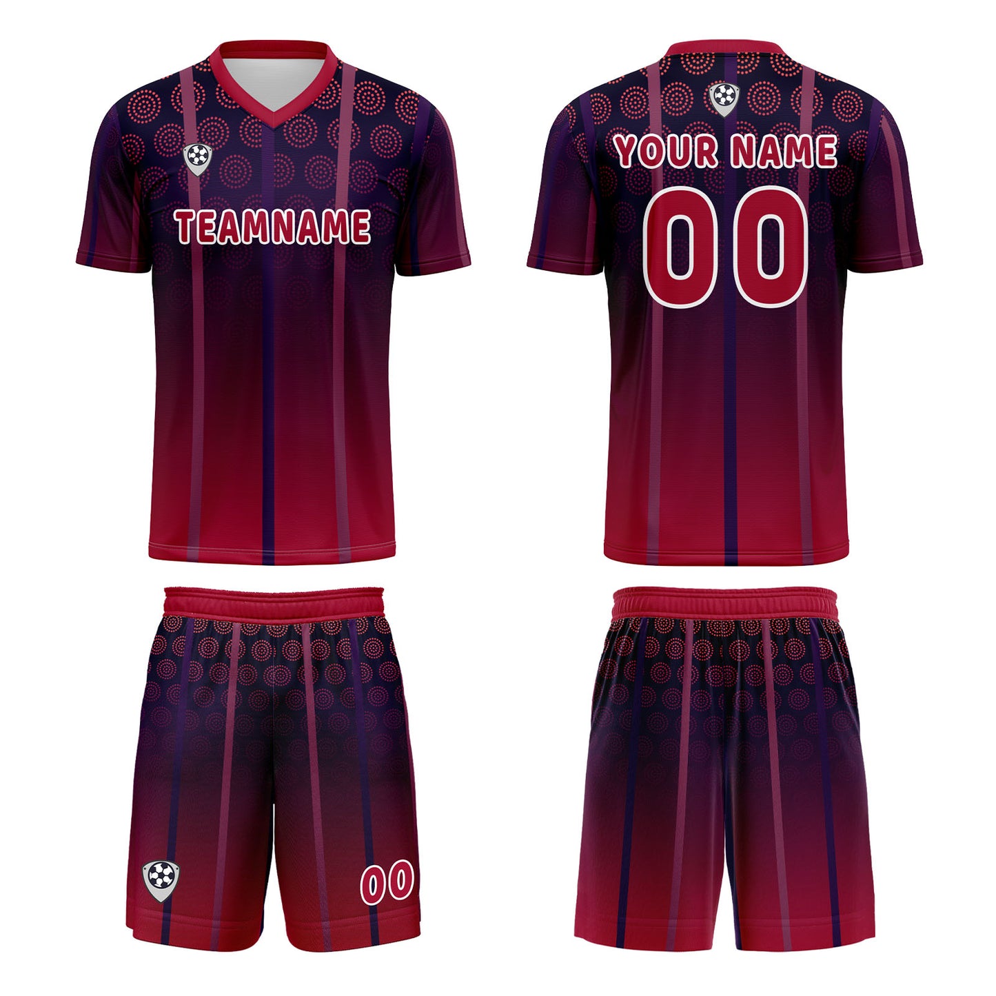 Custom Red Purple Uniform Jersey Kids Adults Personalized Set Jersey Shirt