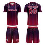 Custom Red Purple Uniform Jersey Kids Adults Personalized Set Jersey Shirt