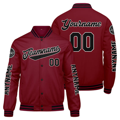 Custom Crimson Black Varsity Jackets for Men Women Youth Personalized Letterman Jackets