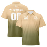 Custom Khaki Army Green Football Gradient Polo Shirts  Add Your Unique Logo/Name/Number