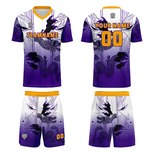Custom White Purple Uniform Jersey Kids Adults Personalized Set Jersey Shirt
