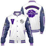 Custom White Purple Varsity Jackets for Men Women Youth Personalized Letterman Jackets