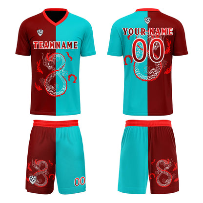 Custom Red Blue Uniform Jersey Kids Adults Personalized Set Jersey Shirt