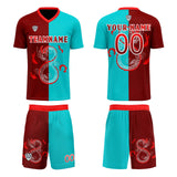 Custom Red Blue Uniform Jersey Kids Adults Personalized Set Jersey Shirt