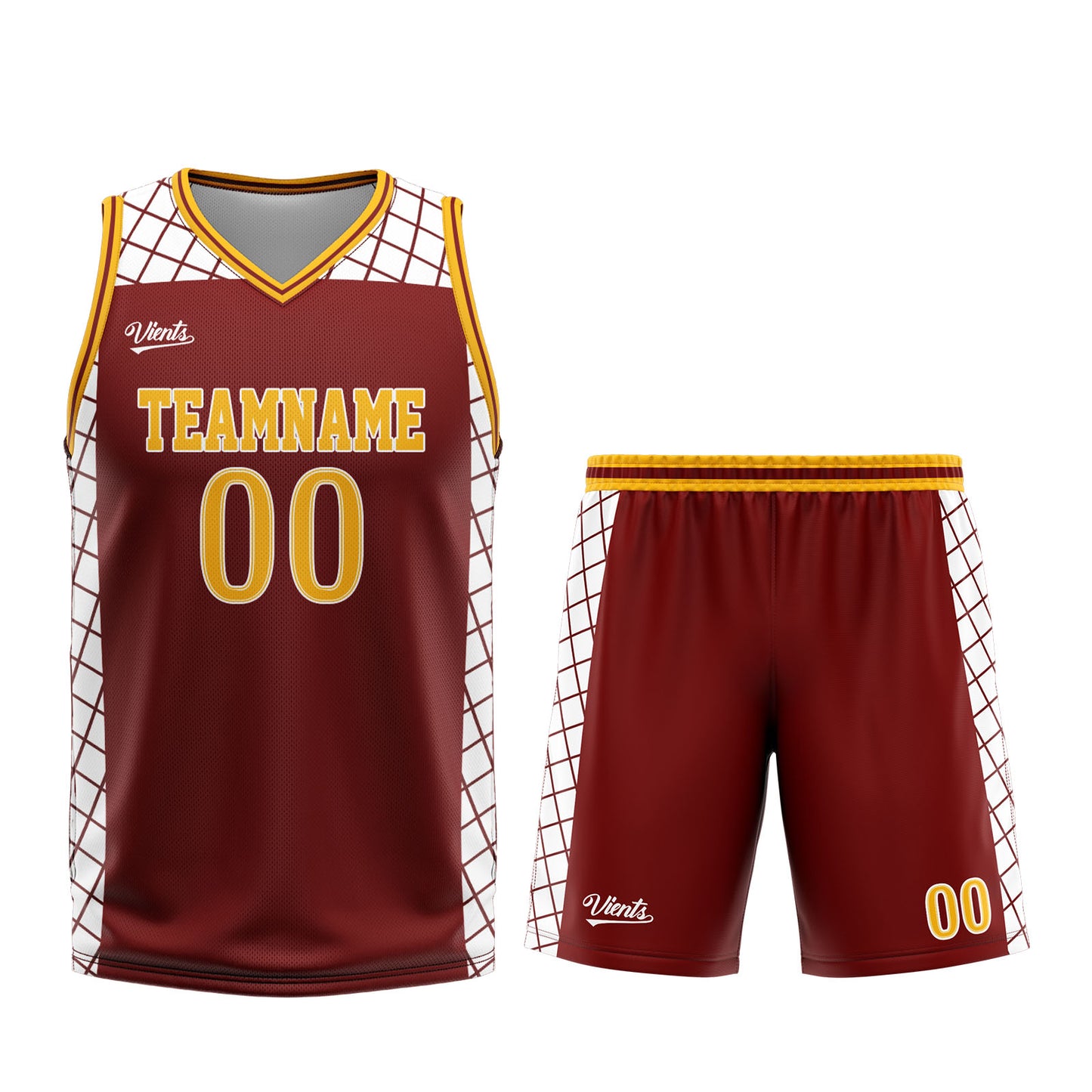 Custom Burgundy Yellow Basketball Jersey Uniform Suit Printed Your Logo Name Number