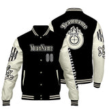 Custom Black White Letterman Varsity Jacket Personalized Embroidery Printing