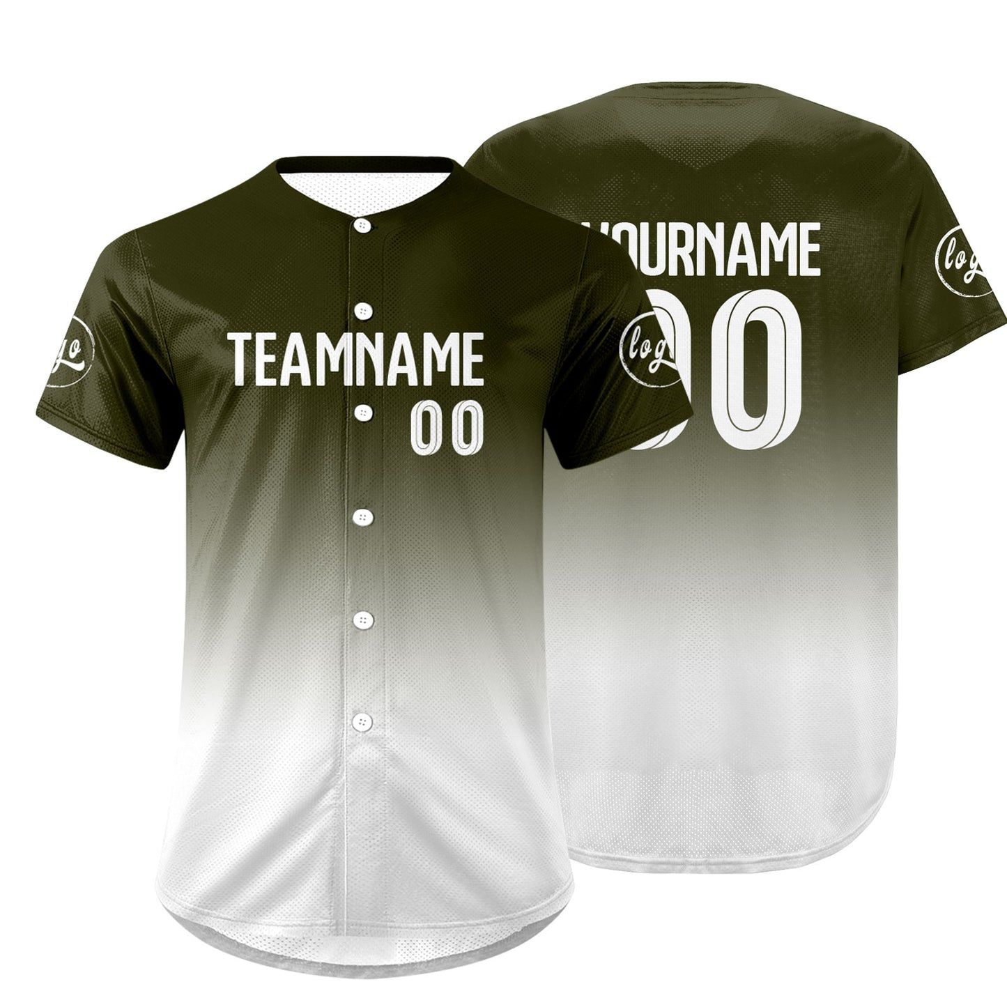 Custom Green White Baseball Jersey Personalized Gradient Team Uniforms Shirt with Name Number